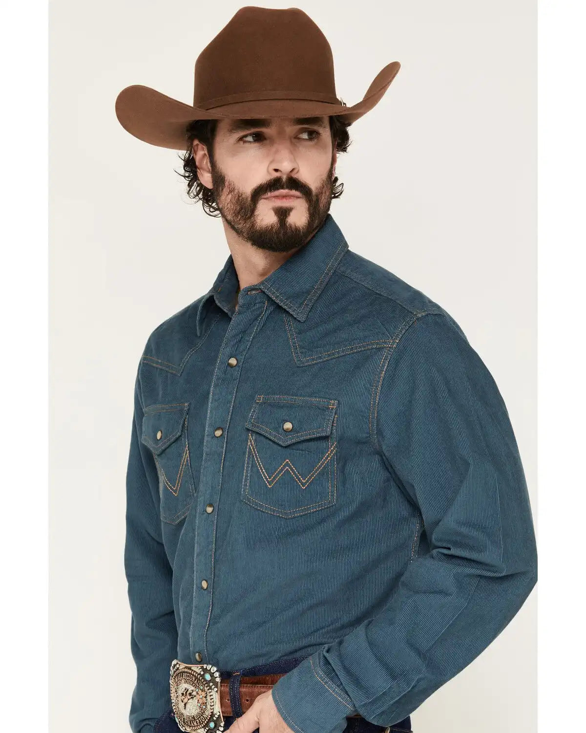 Wrangler Retro Men's Corduroy Solid Long Sleeve Snap Western Shirt
