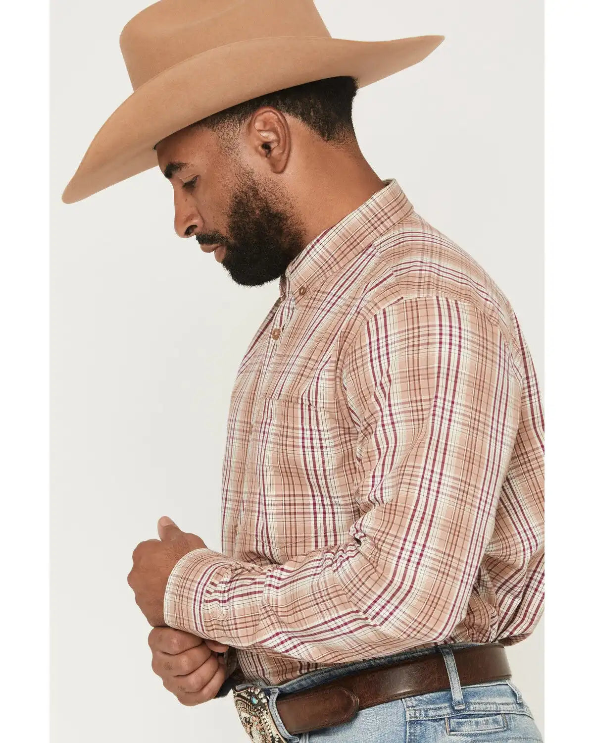 Cody James Men's Bodie Plaid Print Long Sleeve Button-Down Stretch Western Shirt
