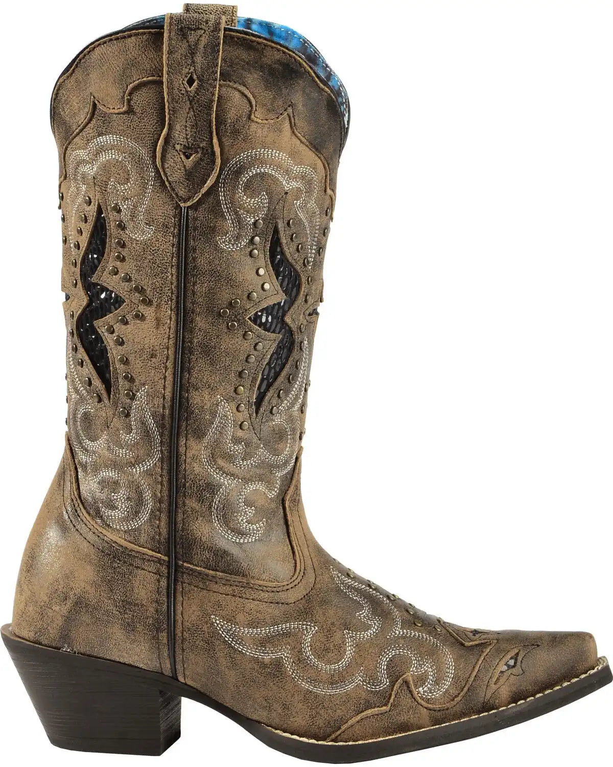 Laredo Women's Lucretia Studded Snake Inlay Western Boots - Snip Toe