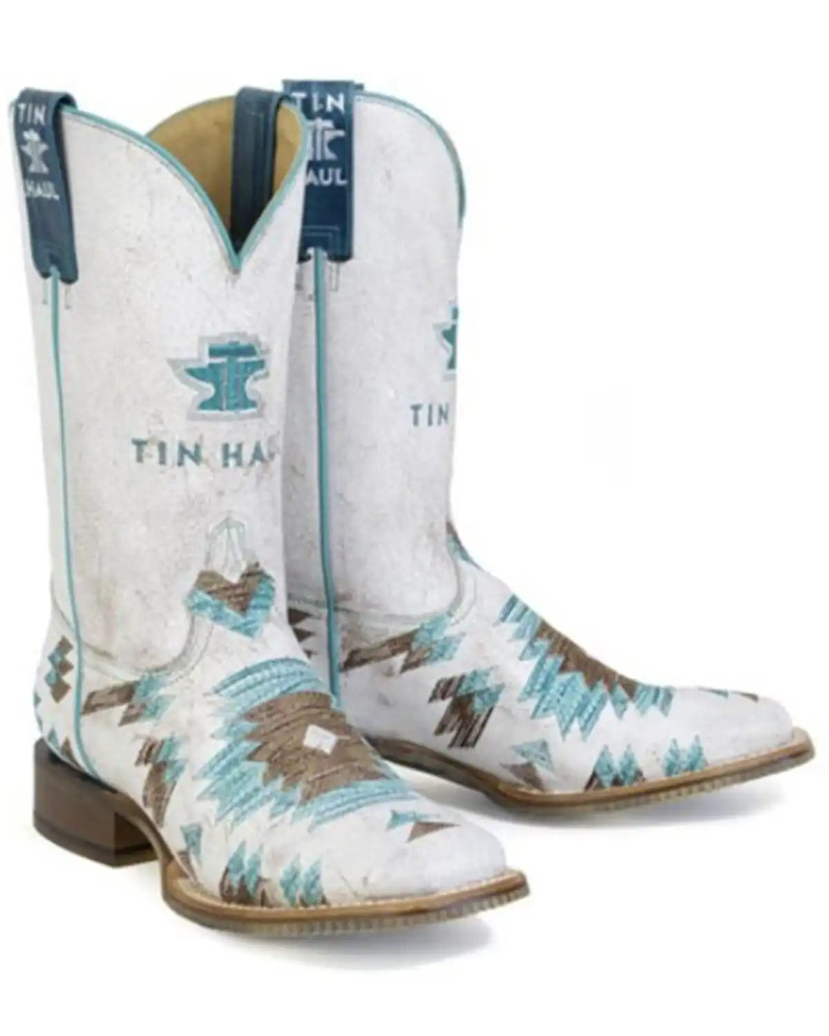 Tin Haul Women's Twisted Southwestern Print Western Boots - Broad Square Toe