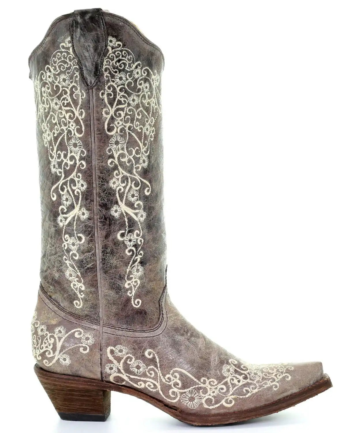 Corral Women's Crater with Bone Embroidery Western Boots - Snip Toe