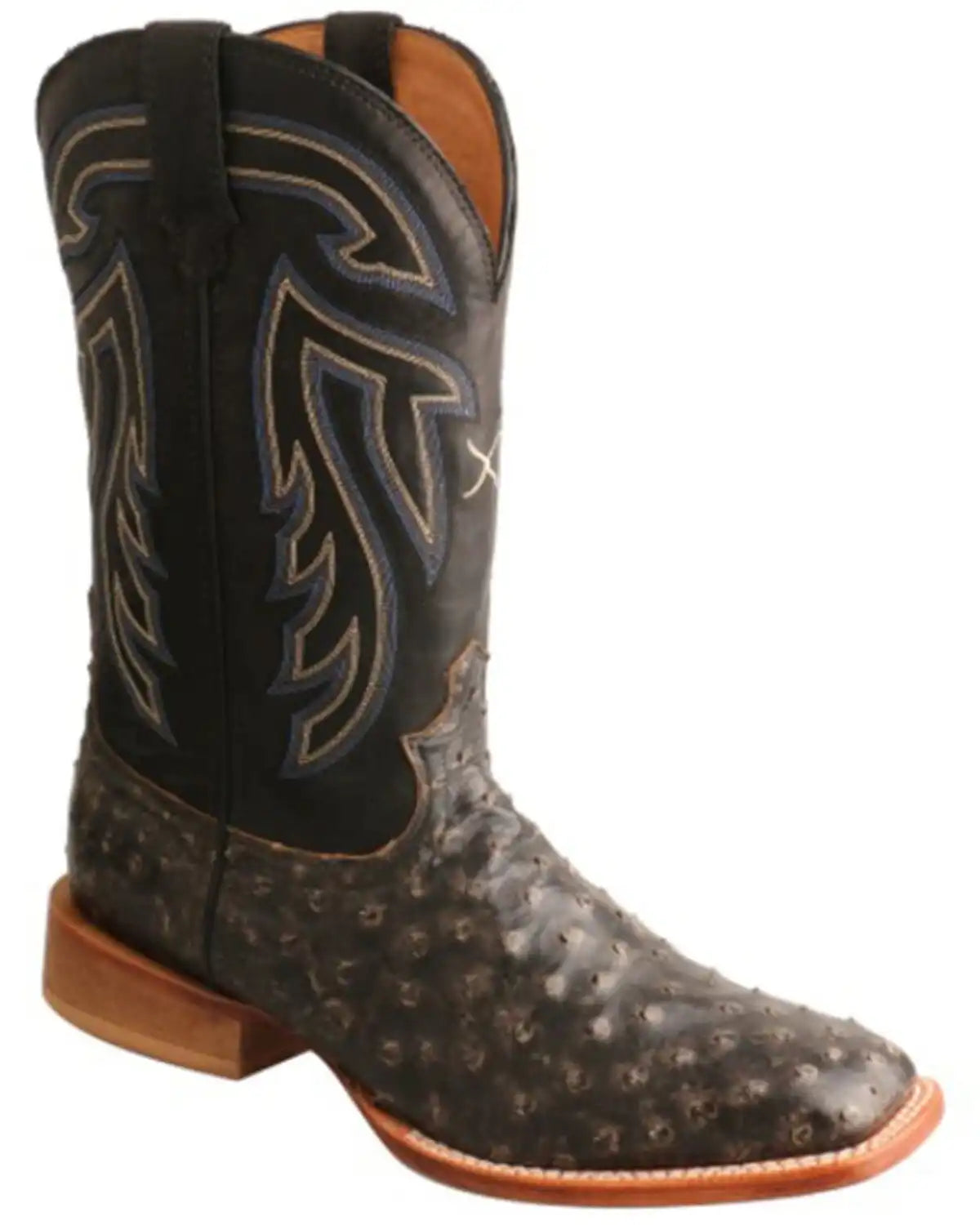 Twistex X Men's Ruff Stock Fill-Quill Ostrich Vamp Exotic Western Boot - Broad Square Toe