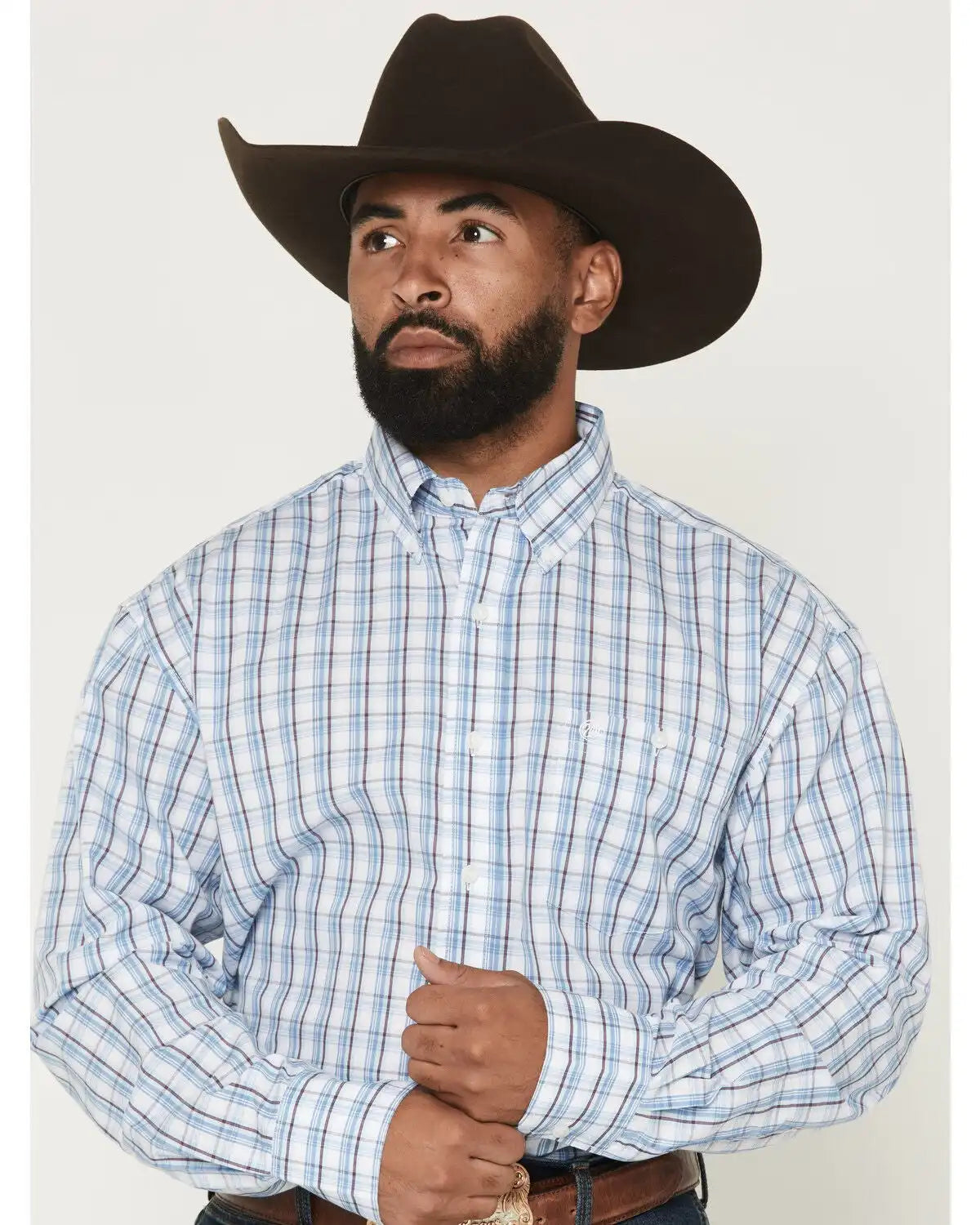 Wrangler Men's Plaid Print Long Sleeve Button-Down Western Shirt - Tall