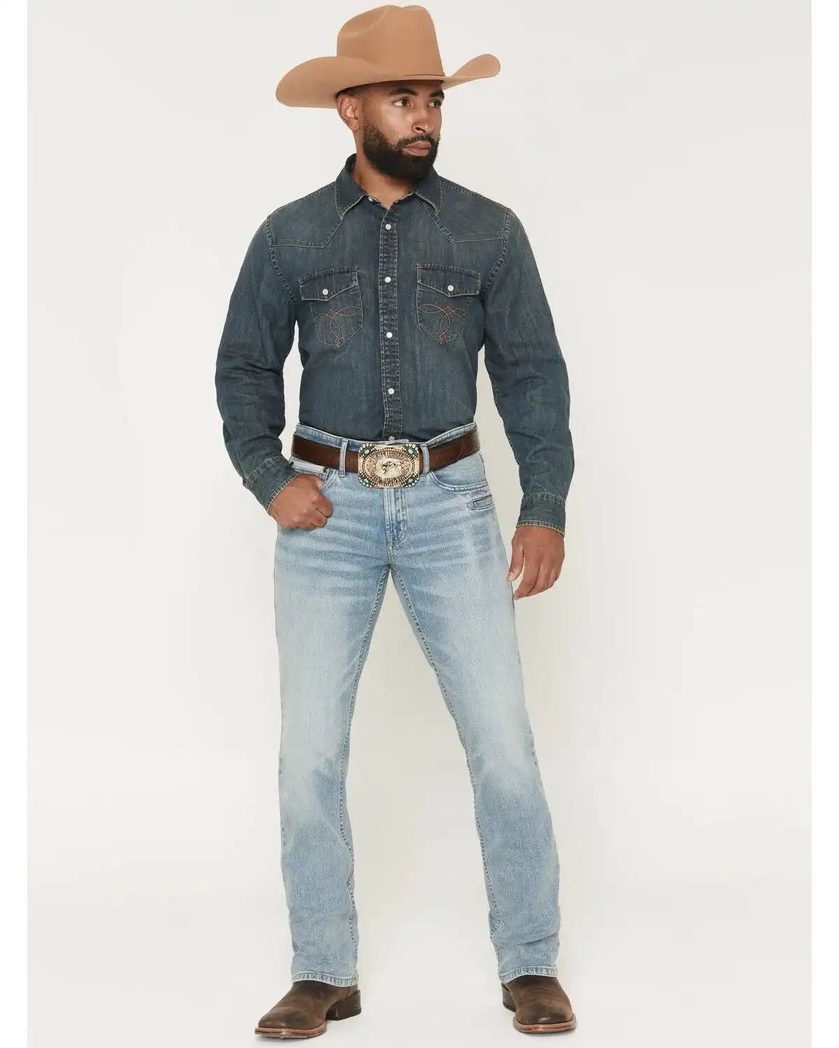 Cody James Men's Bronson Wash Jackson Slim Straight Stretch Concealed Carry Utility Jeans
