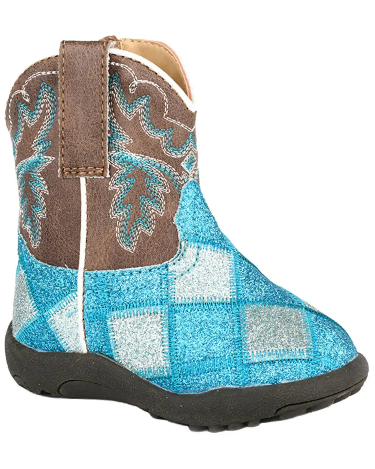 Roper Infant Girls' Cowbabies Glitter Blocks Western Boots - Round Toe
