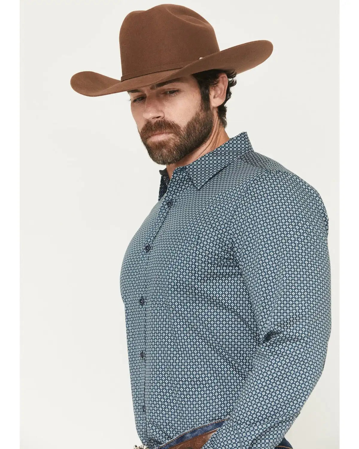 Cody James Men's Bourbon Geo Print Long Sleeve Button-Down Stretch Western Shirt