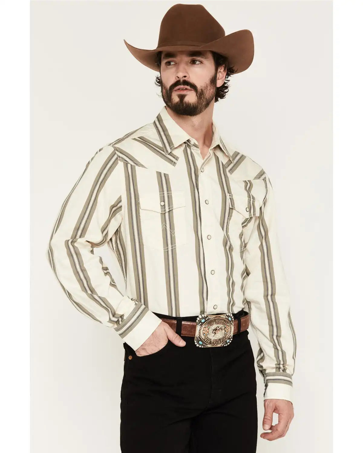 Wrangler Retro Men's Premium Striped Long Sleeve Snap Western Shirt - Tall