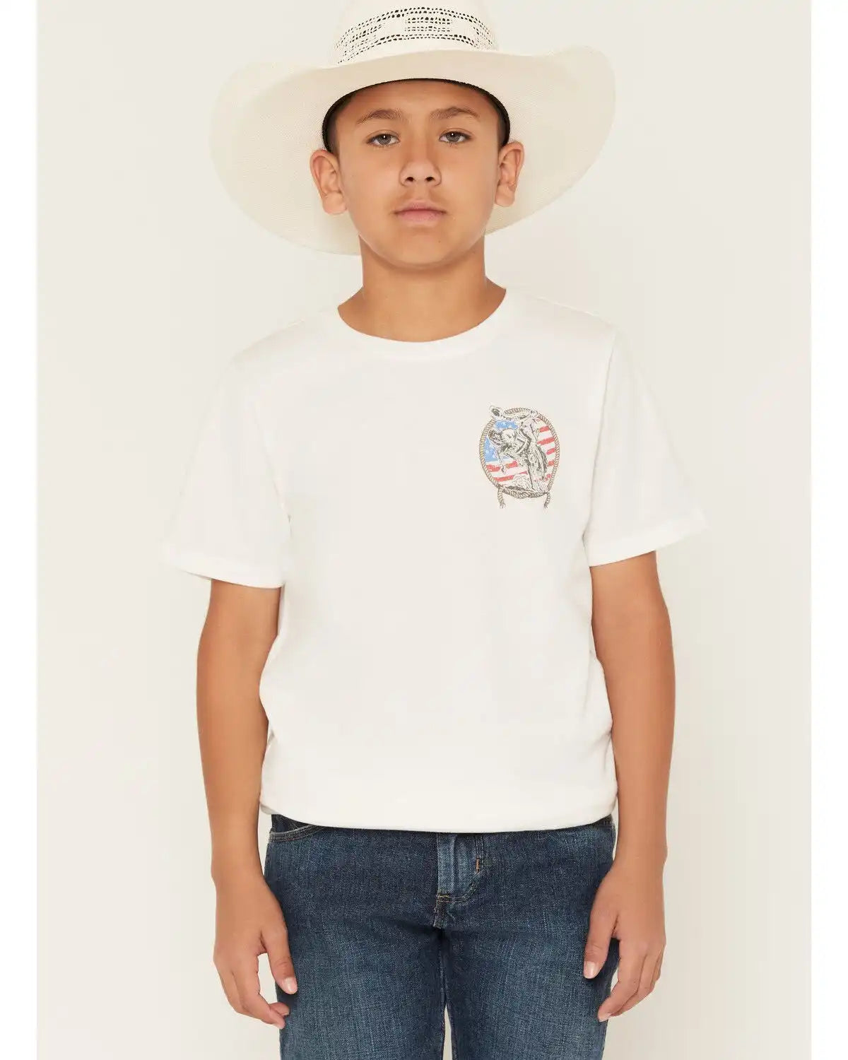 Sable Sky Boys' American Cowboy Short Sleeve Graphic T-Shirt