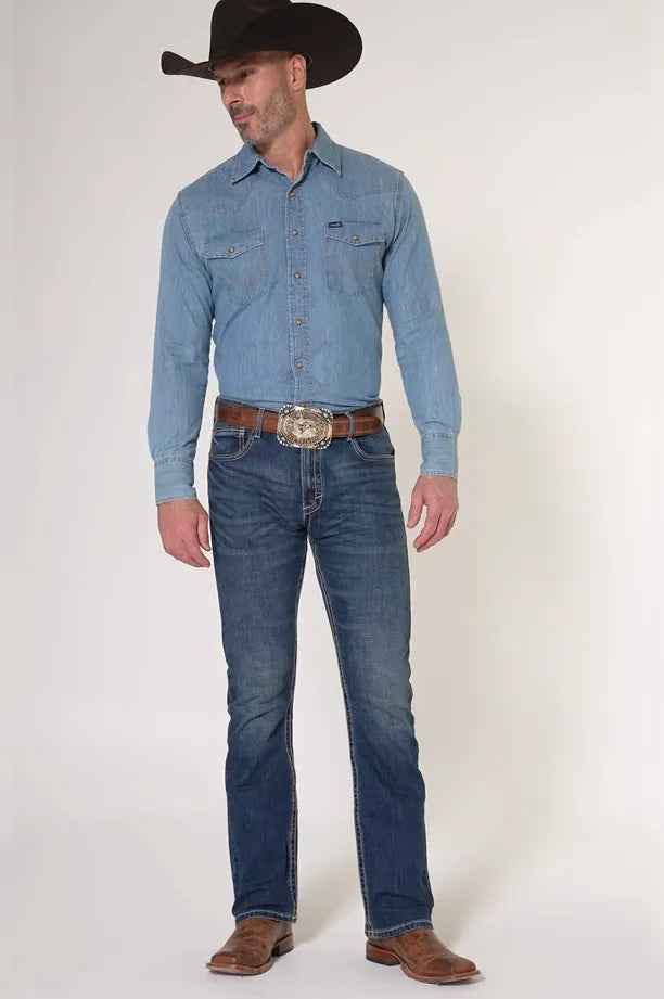 Wrangler 20X Men's Midland 42 Vintage Slim Bootcut Stretch Denim Jeans