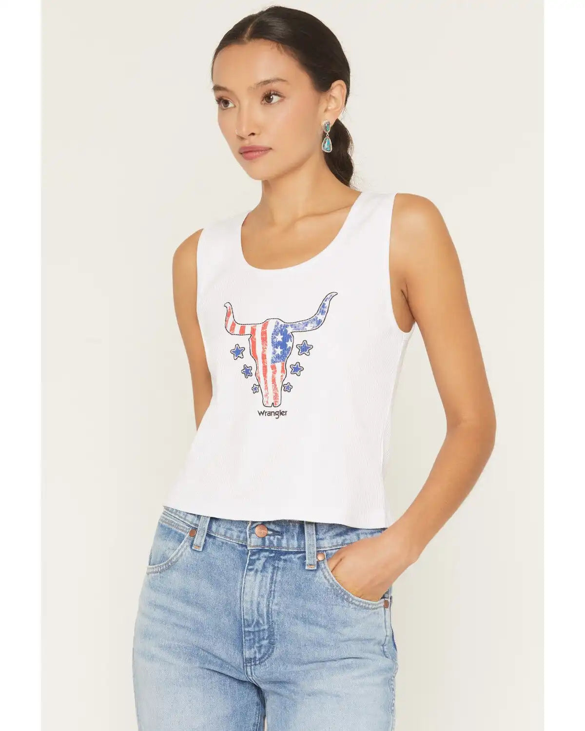 Wrangler Retro Women's Patriotic Bull Graphic Tank Top