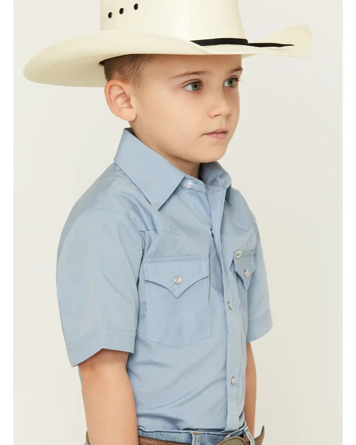 Ely Walker Boys' Solid Short Sleeve Pearl Snap Western Shirt