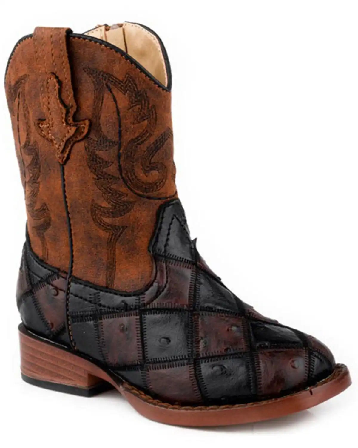 Roper Toddler Boys' Bird Blocks Western Boots - Broad Square Toe