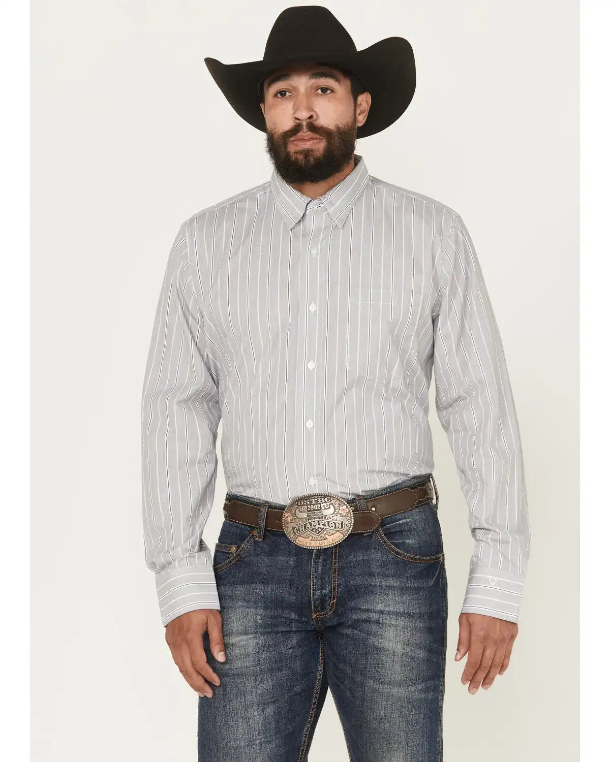 Wrangler X Cody Johnson Men's Striped Long Sleeve Button-Down Western Shirt