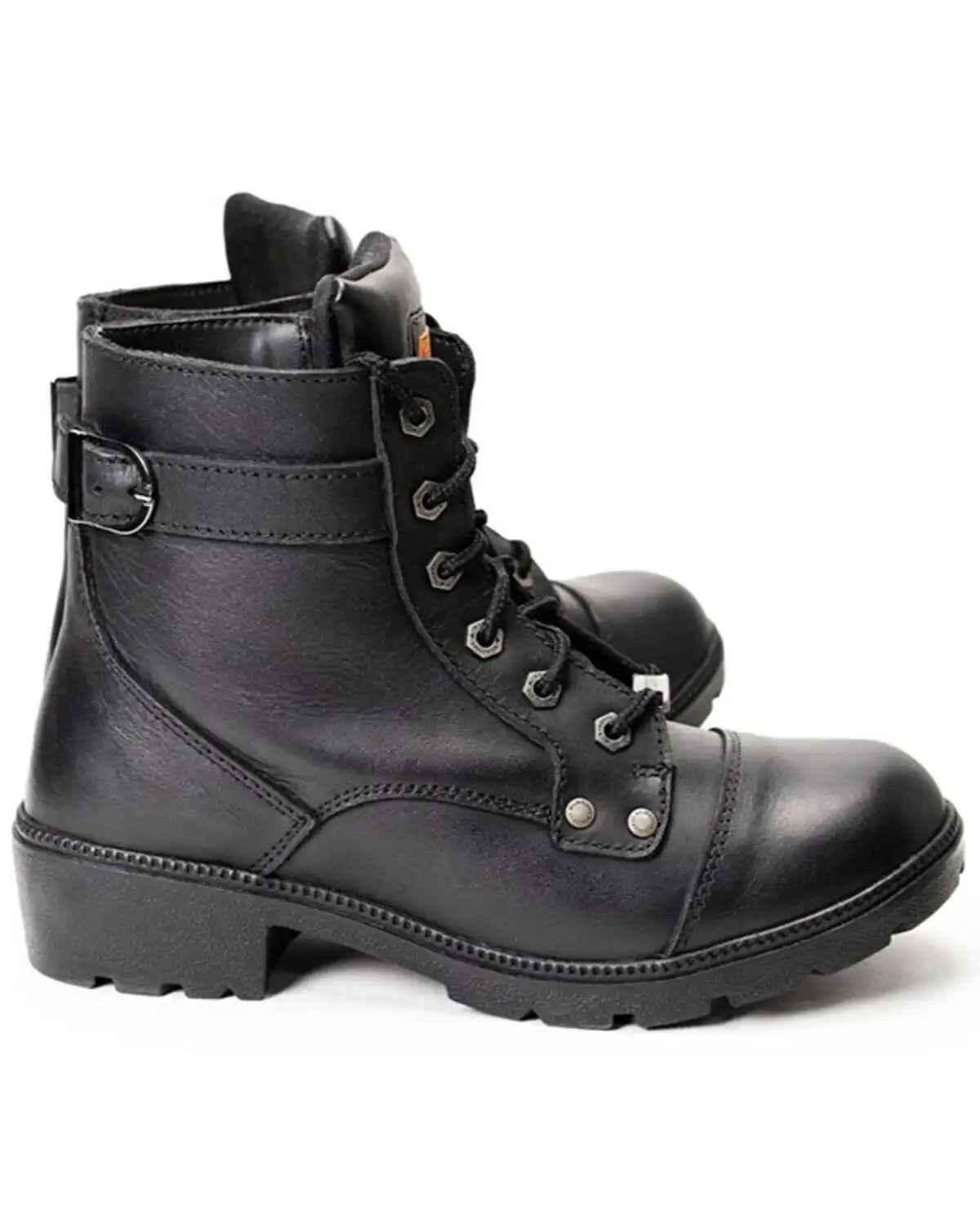 Milwaukee Leather Women's Front Lace Motorcycle Boots - Round Toe