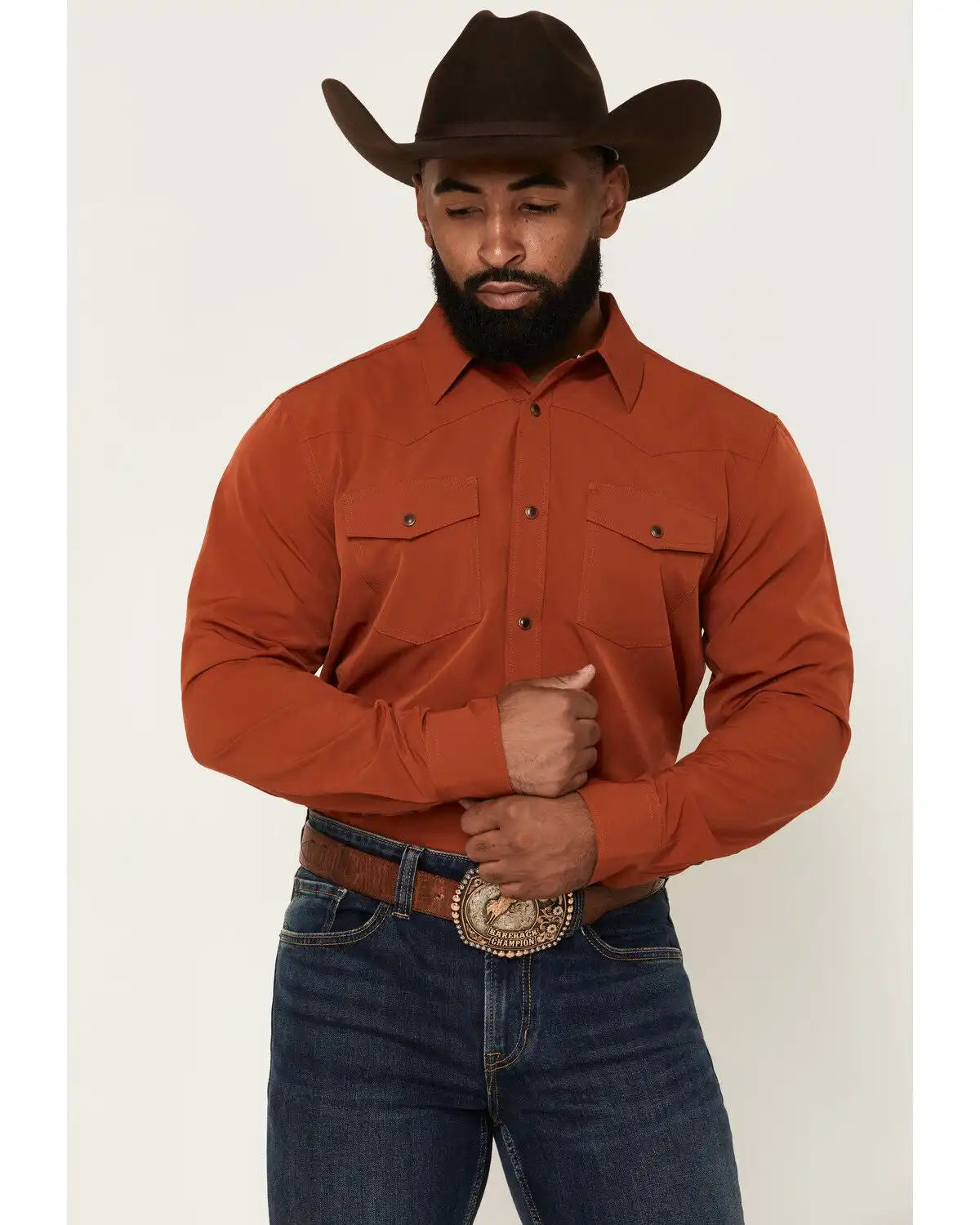 RANK 45® Men's RODEOTEK™ 2.0 Remming Solid Long Sleeve Stretch Performance Shirt