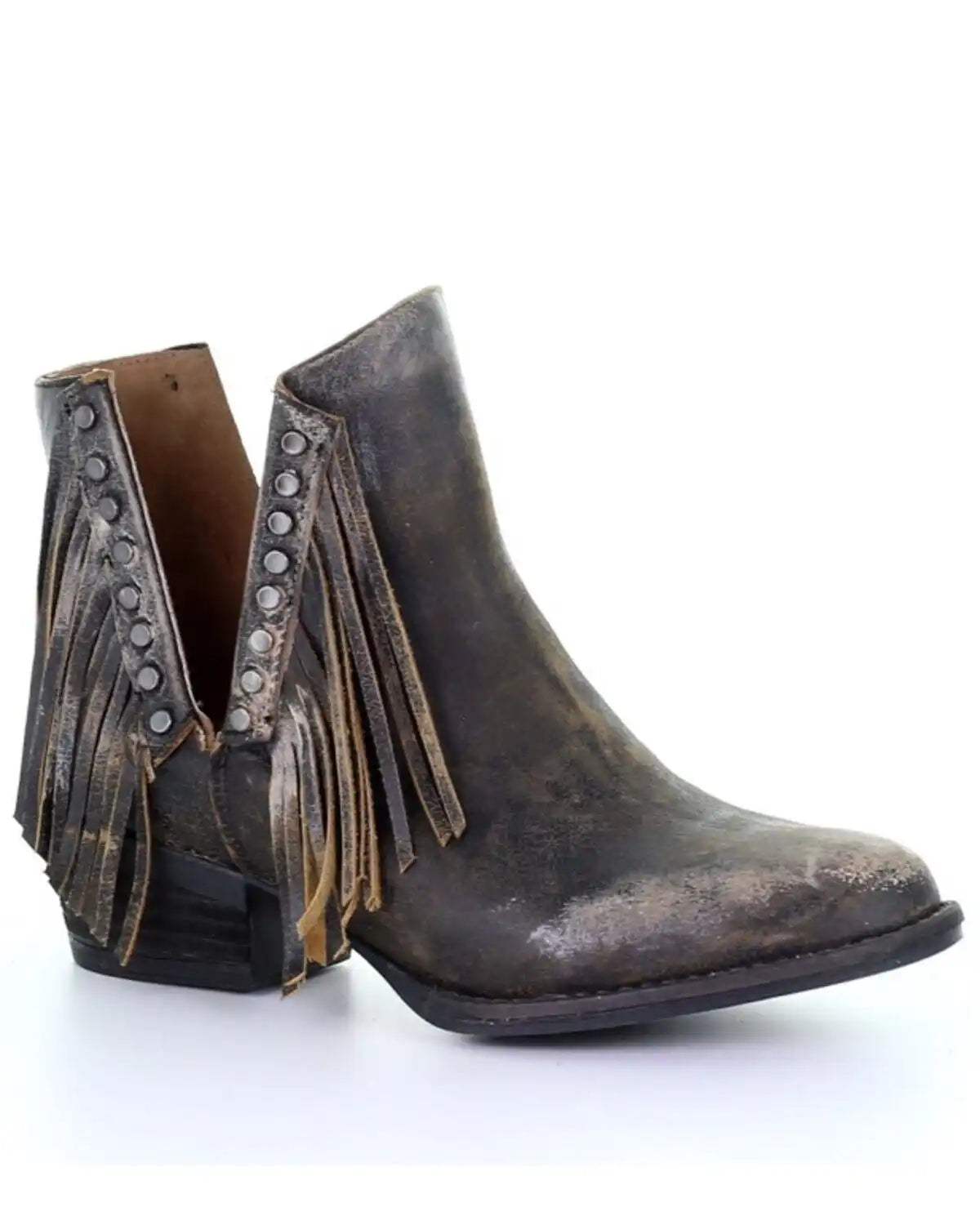 Circle G Women's Studded Fringe Fashion Booties - Round Toe