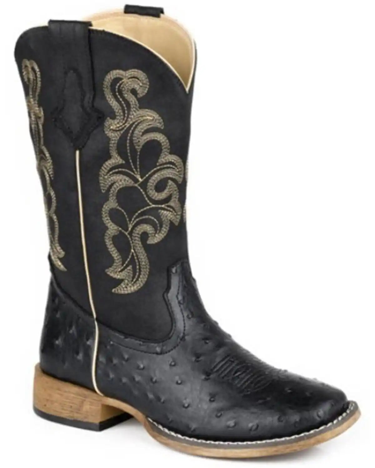 Roper Women's Cowboy Classic Ostrich Print Western Boots - Broad Square Toe