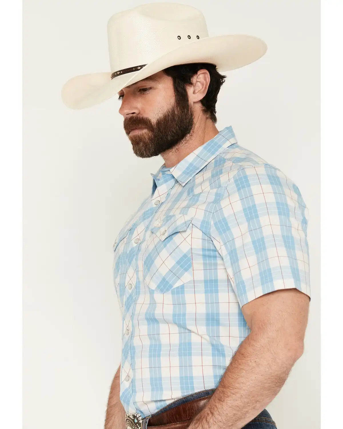Kimes Ranch Men's Spade COOLMAX® Plaid Print Short Sleeve Pearl Snap Western Shirt