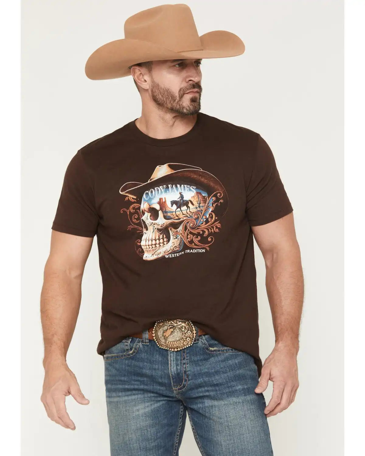 Cody James Men's Scenic Skull Head Short Sleeve Graphic T-Shirt