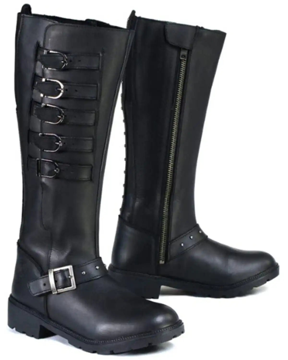 Milwaukee Leather Women's 17" Side Strap Riding Waterproof Leather Boots