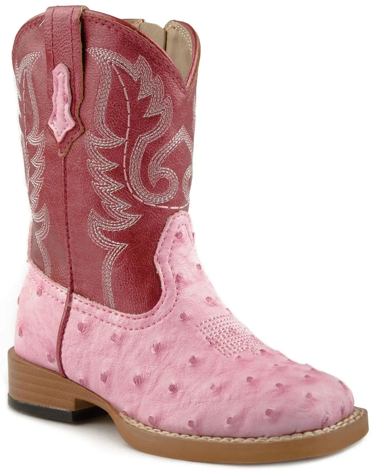 Roper Toddler Girls' Faux Ostrich Western Boots - Square Toe