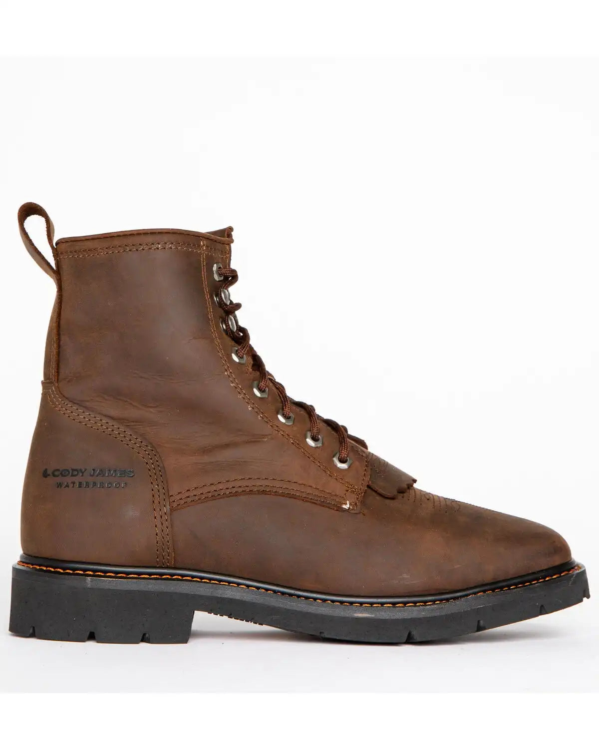 Cody James Men's 8" Mustang Waterproof Lace-Up Kiltie Work Boots - Square Toe