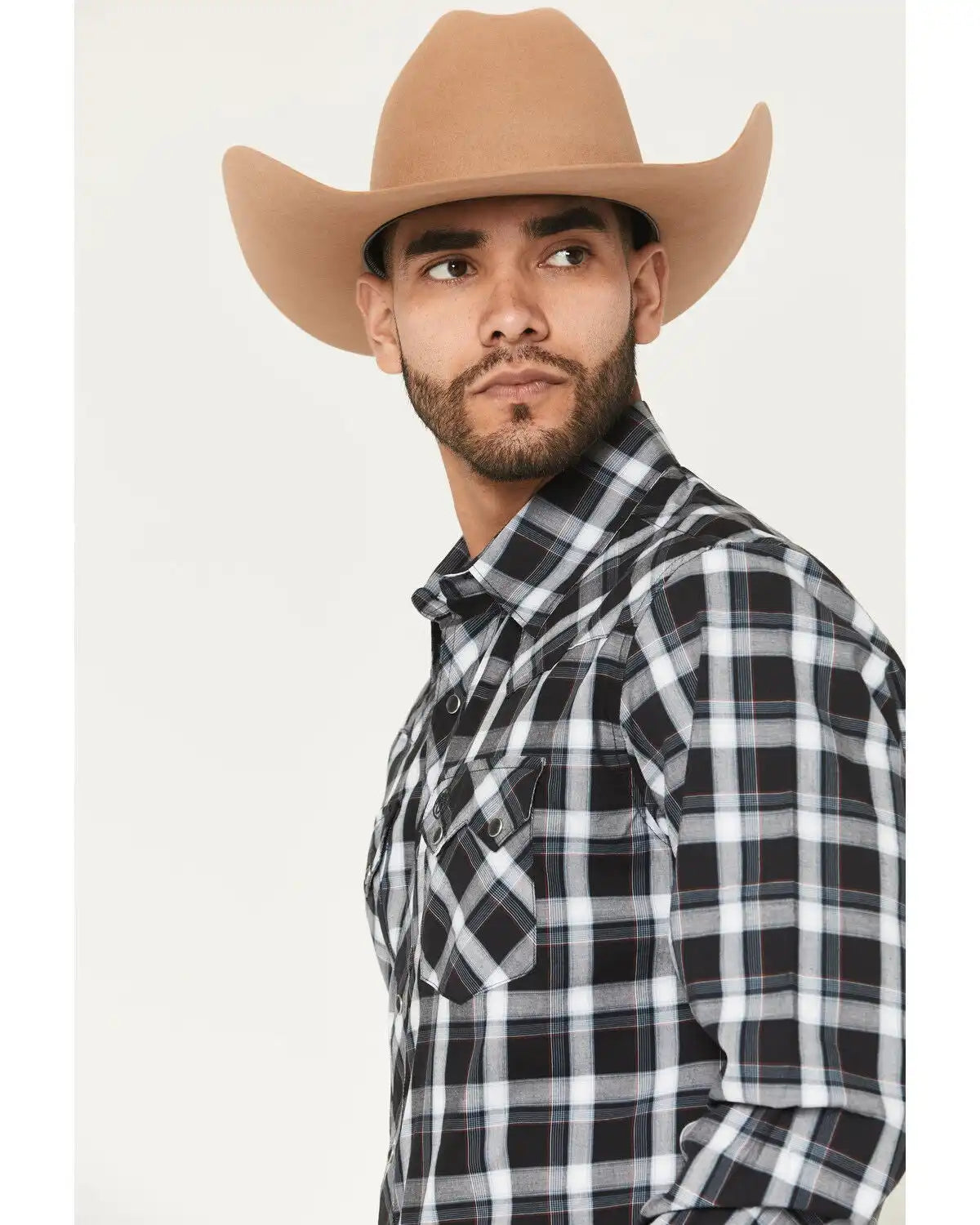 Wrangler Retro Men's Plaid Print Long Sleeve Snap Western Shirt