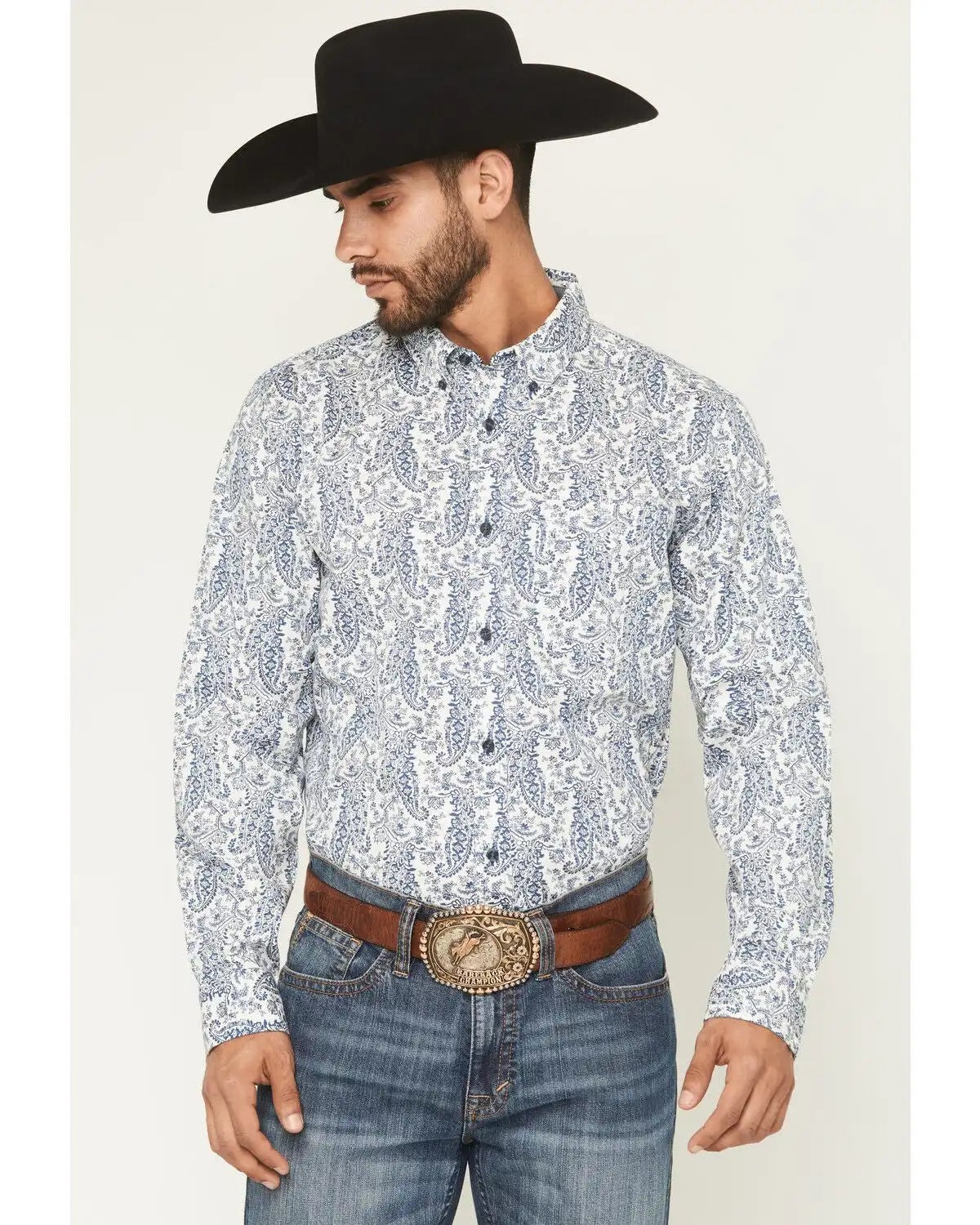 Cody James Men's Dagget 2.0 Paisley Print Long Sleeve Button-Down Stretch Western Shirt