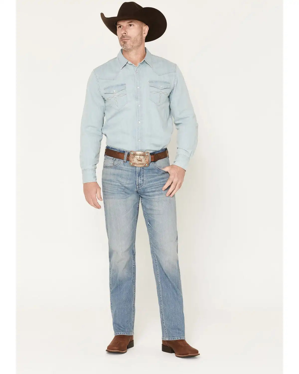 Cody James Men's Bronco Wash Yukon Relaxed Straight Stretch Denim Jeans