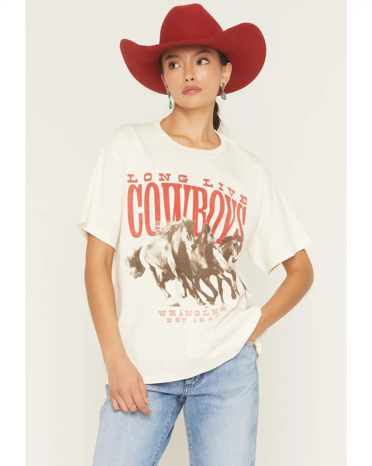 Wrangler Retro Women's Long Live Cowboys Short Sleeve Graphic Tee
