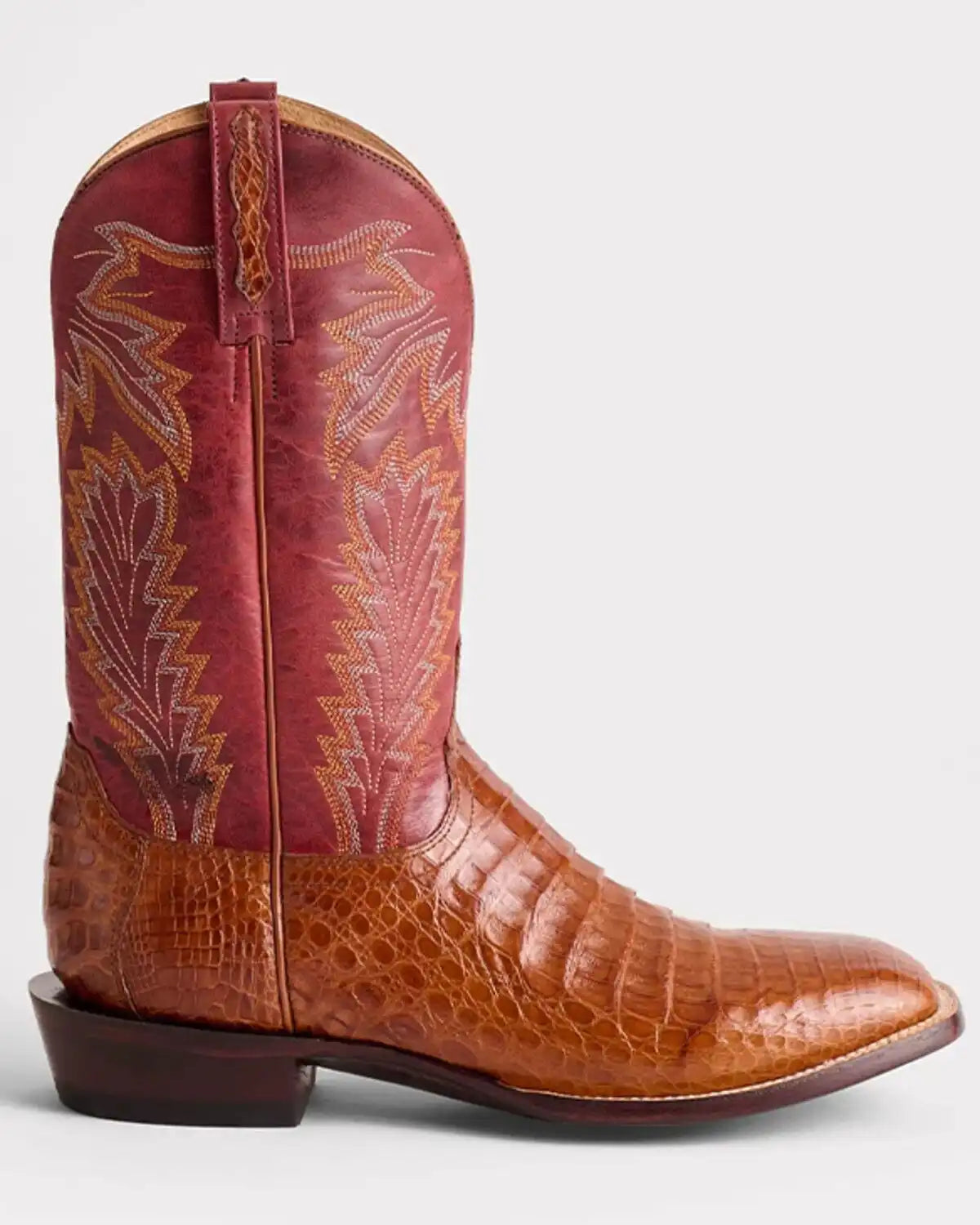 Lucchese Men's Wyatt Exotic Caiman Belly Western Boots - Broad Square Toe