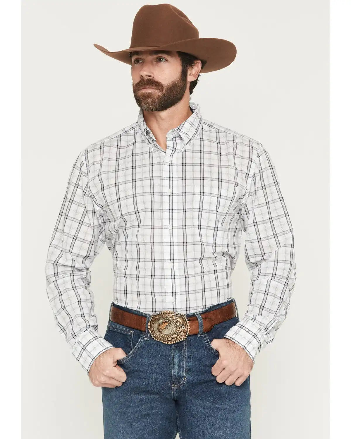 Wrangler Riata Men's Plaid Print Long Sleeve Button-Down Western Shirt