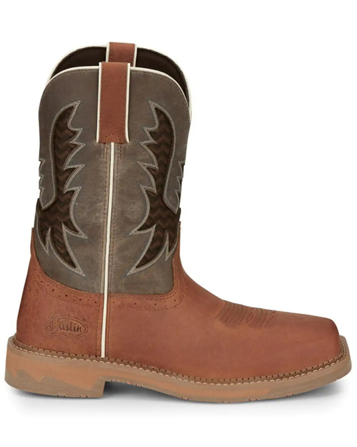 Justin Men's Bolt Redwood Pull On Soft Work Boots - Square Toe