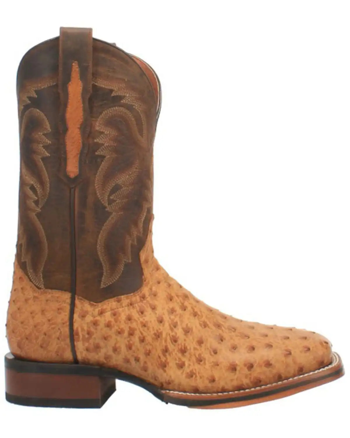 Dan Post Men's Kershaw Exotic Ostrich Skin Western Boots - Broad Square Toe
