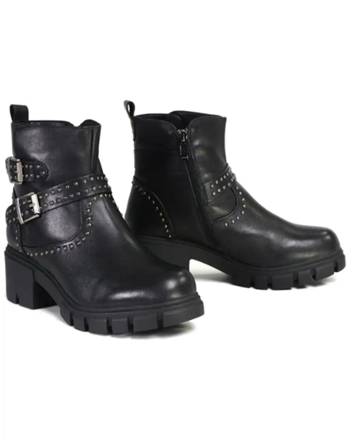 Milwaukee Leather Women's Siren Leather Studded Boots - Round Toe
