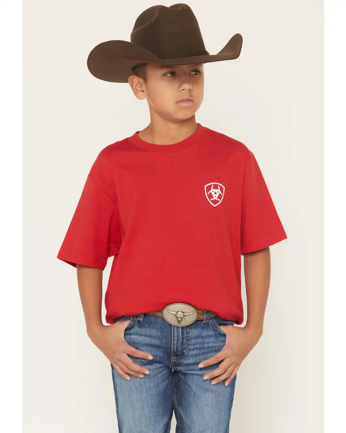 Ariat Boys' Boot Barn Exclusive Etched Bison Flag Short Sleeve Graphic T-Shirt