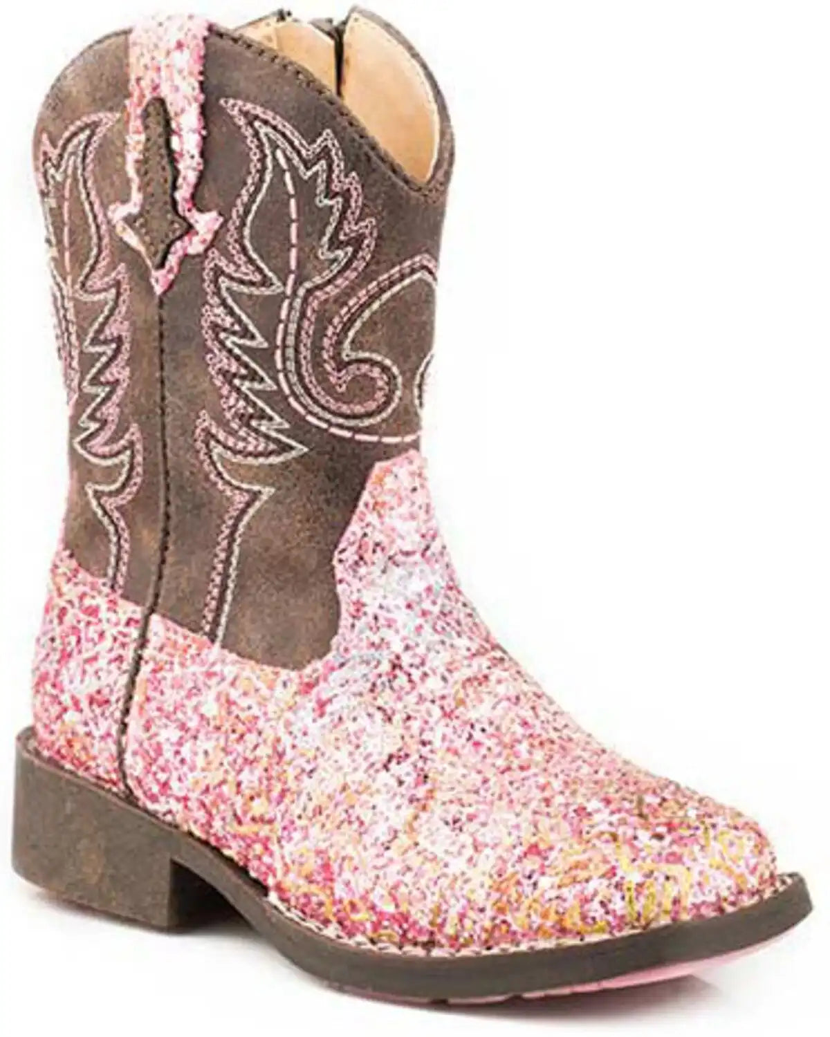 Roper Toddler Girls' Glitter Southwest Western Boots - Square Toe