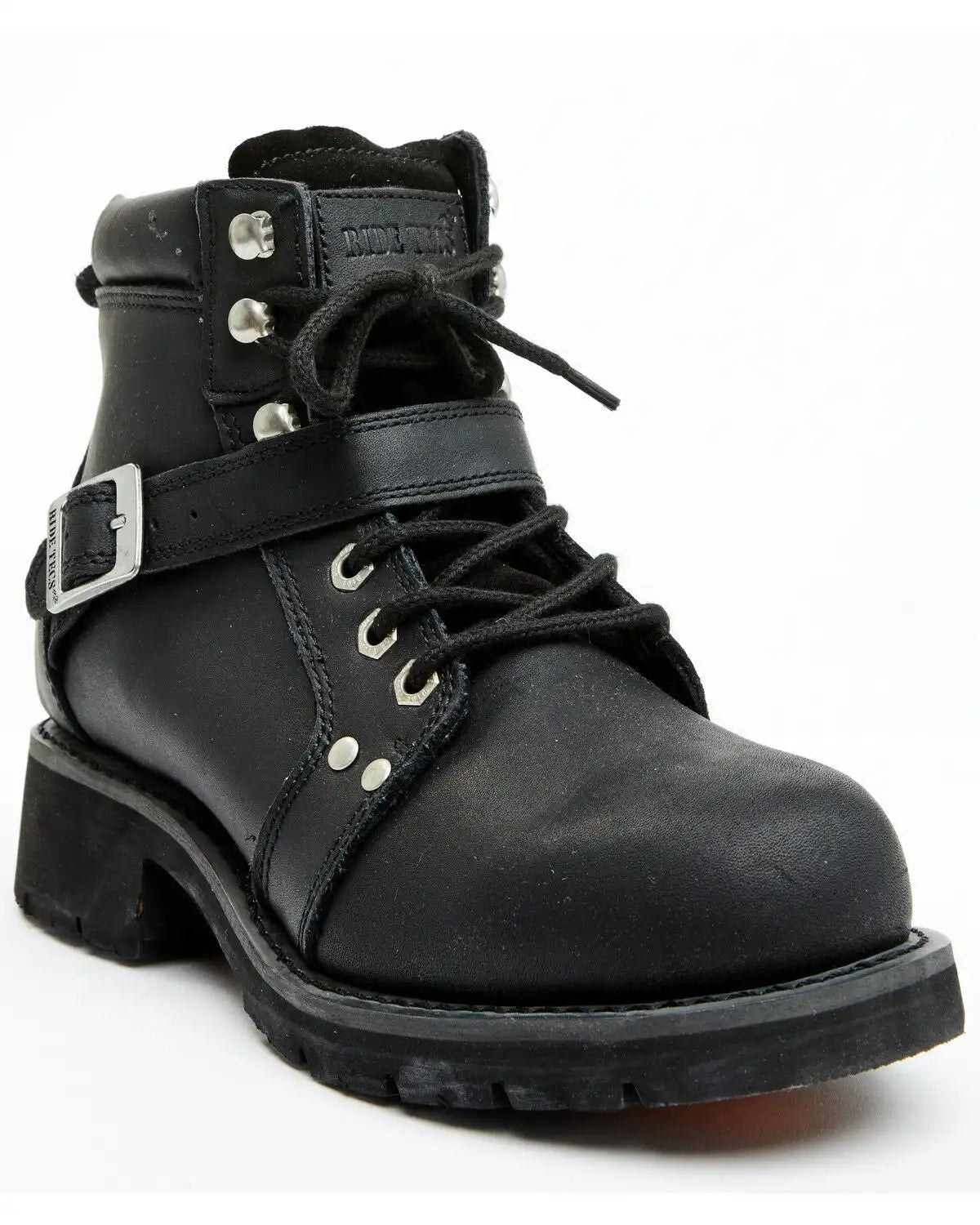 Ad Tec Women's 6" Lace Zipper Biker Boots - Soft Toe