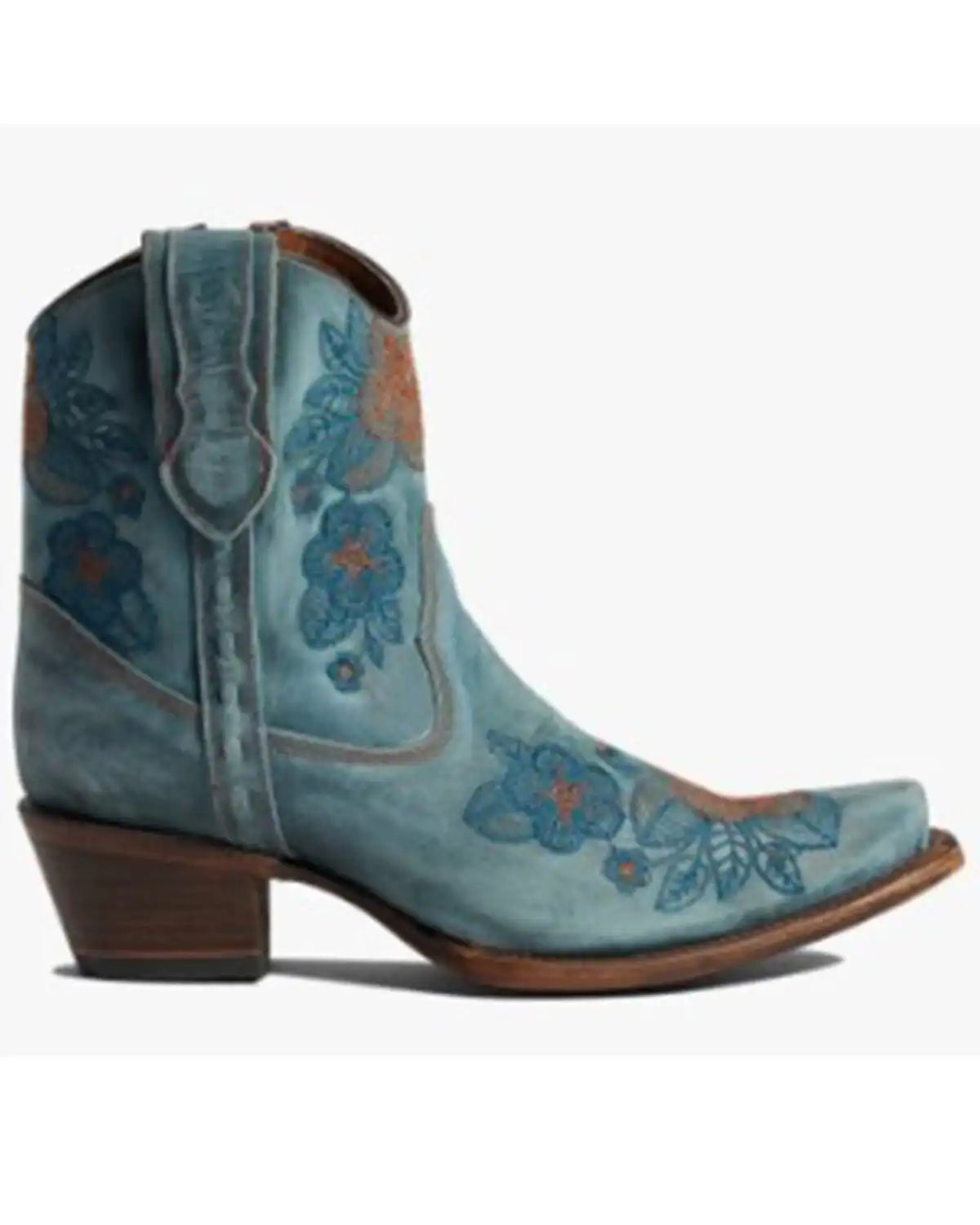 Circle G Women's Flower Embroidered Ankle Western Booties - Snip Toe