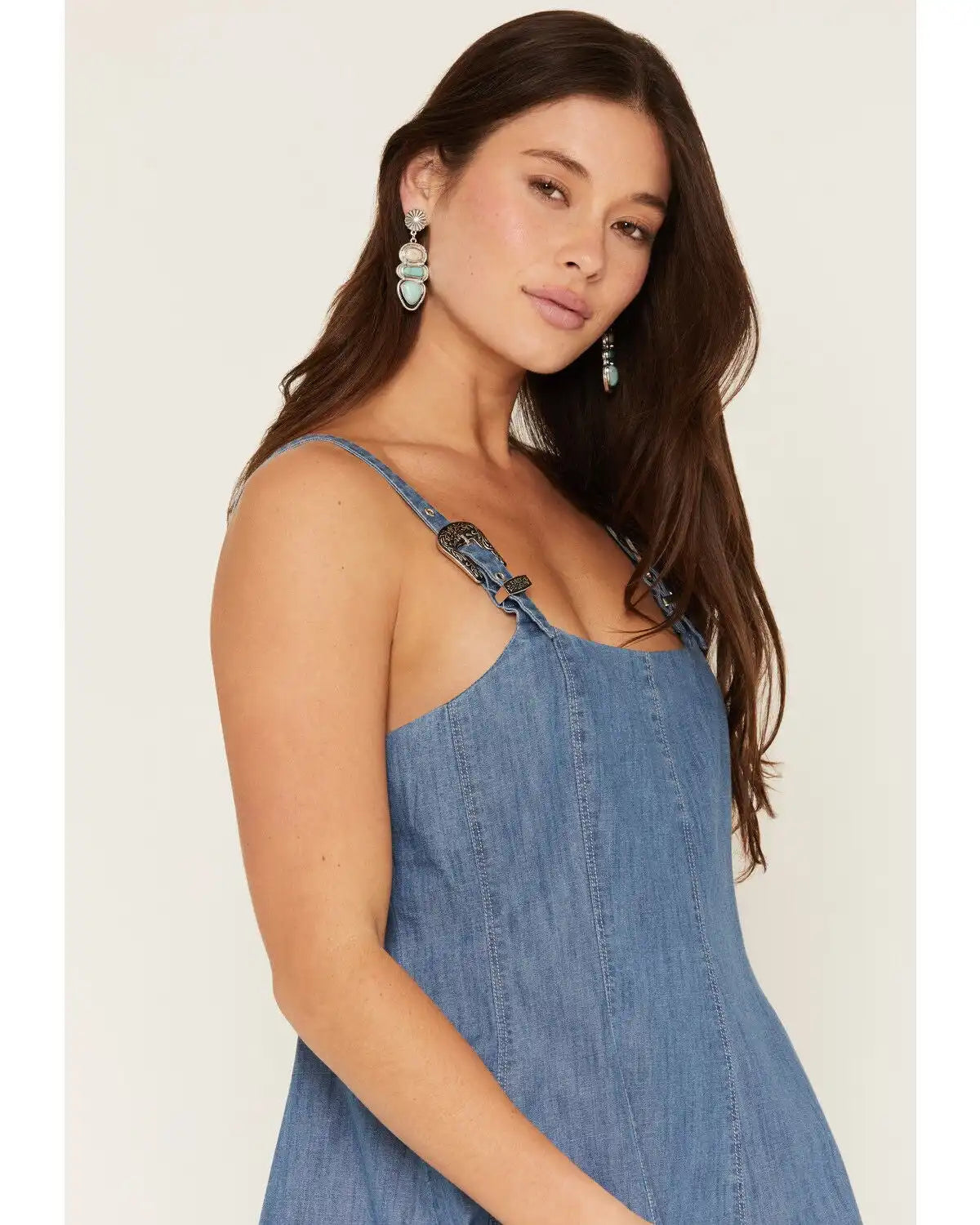 Rock & Roll Denim Women's Sleeveless Buckle Denim Mini Dress