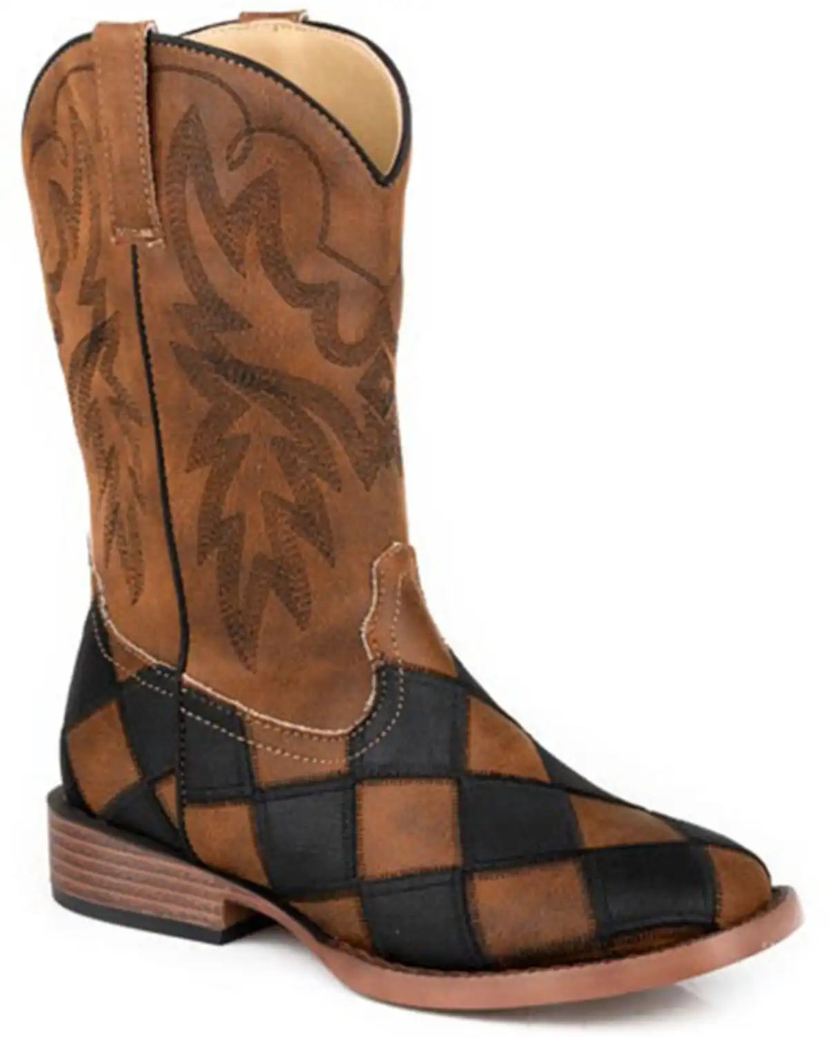Roper Boys' Bird Blocks Western Boots - Broad Square Toe