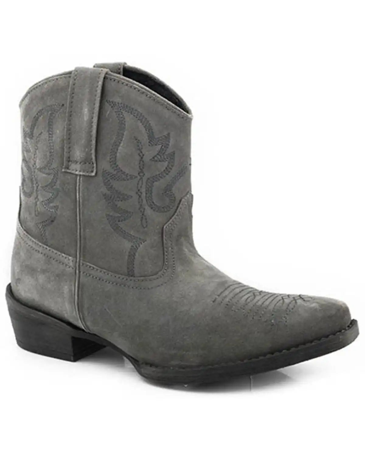 Roper Women's Dusty II Cow Suede Western Booties - Snip Toe
