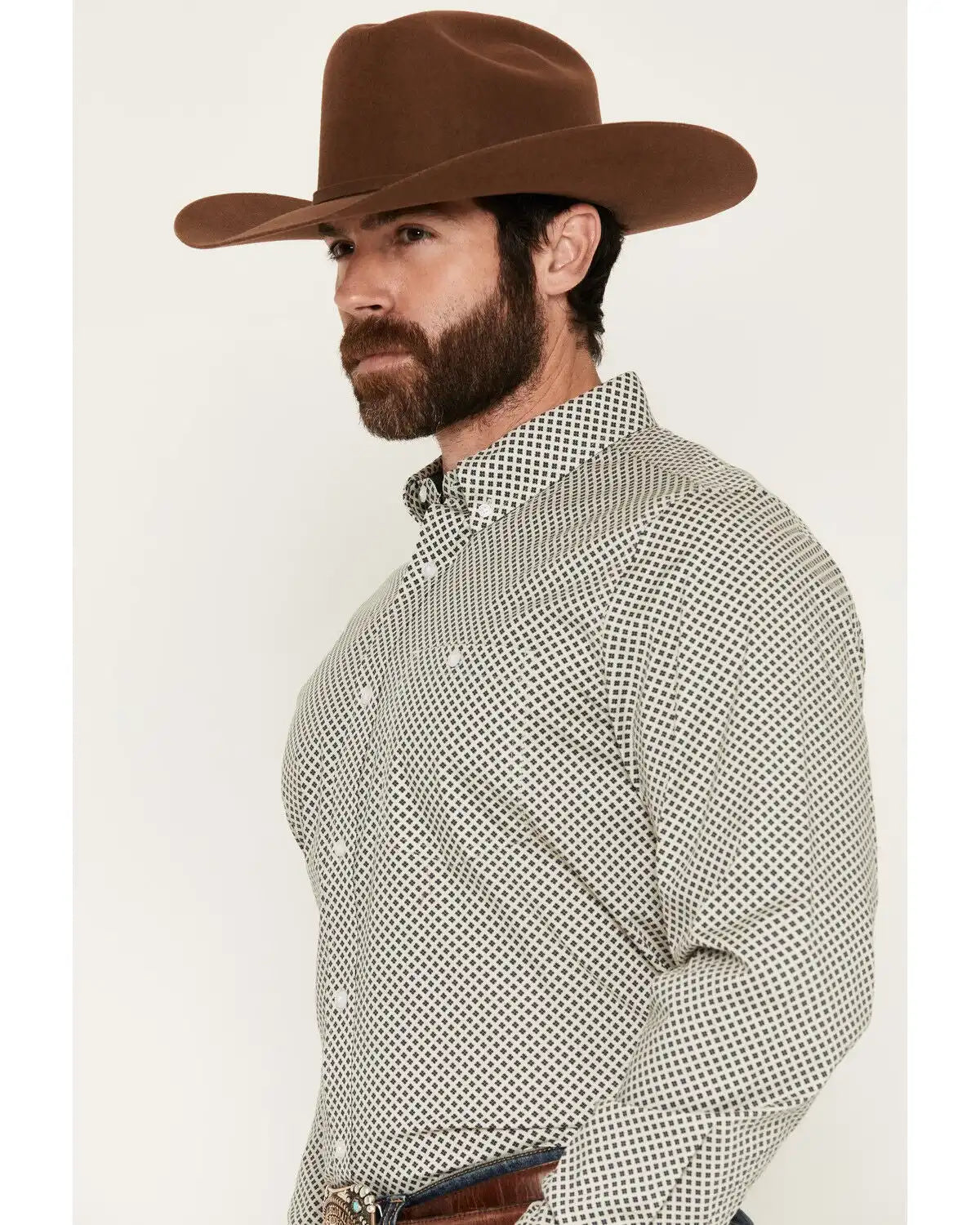 RANK 45® Men's Thorn Geo Print Long Sleeve Button-Down Stretch Western Shirt