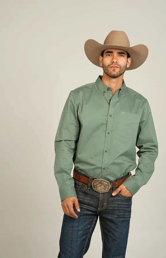 Cody James Men's Basic Solid Long Sleeve Button-Down Stretch Western Shirt