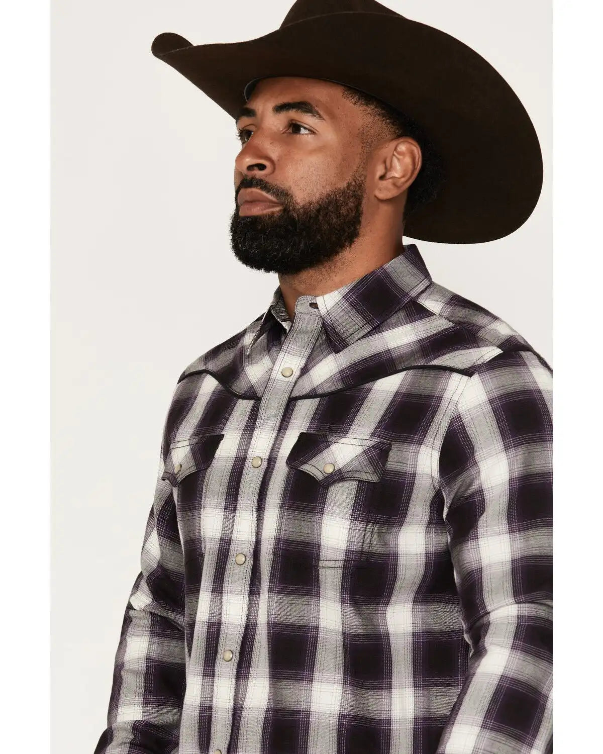 Moonshine Spirit® Men's Trigger Code Plaid Print Long Sleeve Snap Western Shirt