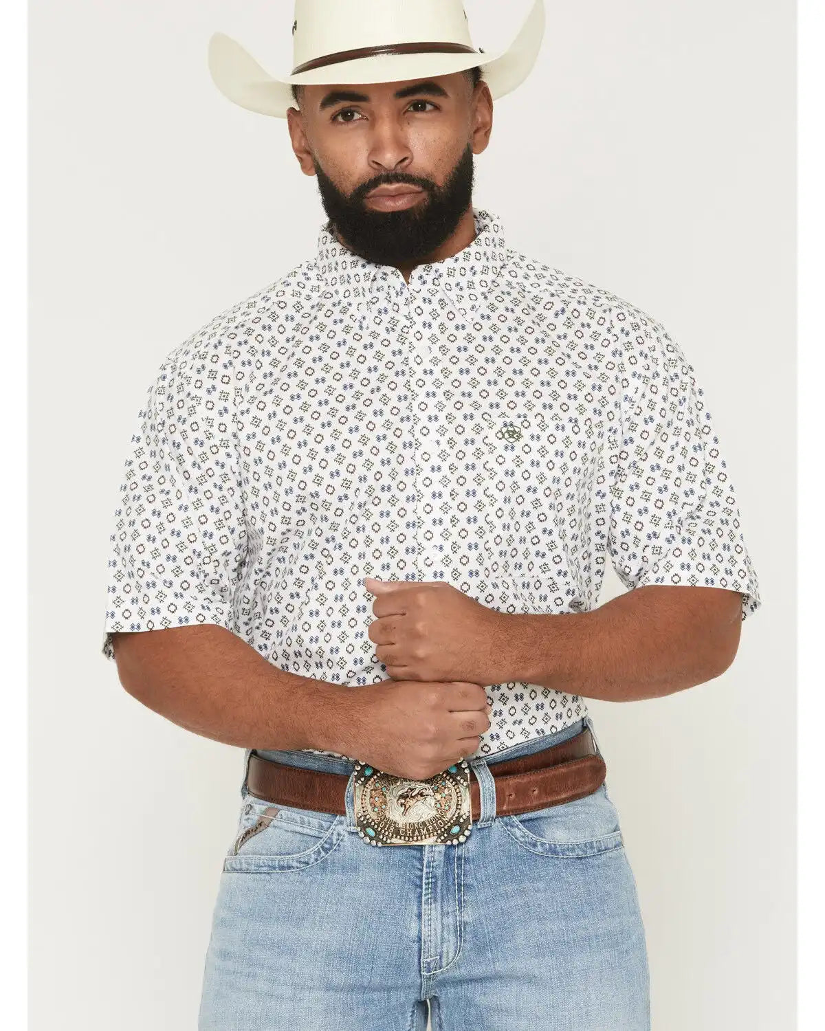 Ariat Men's Seton Geo Print Short Sleeve Button-Down Western Shirt