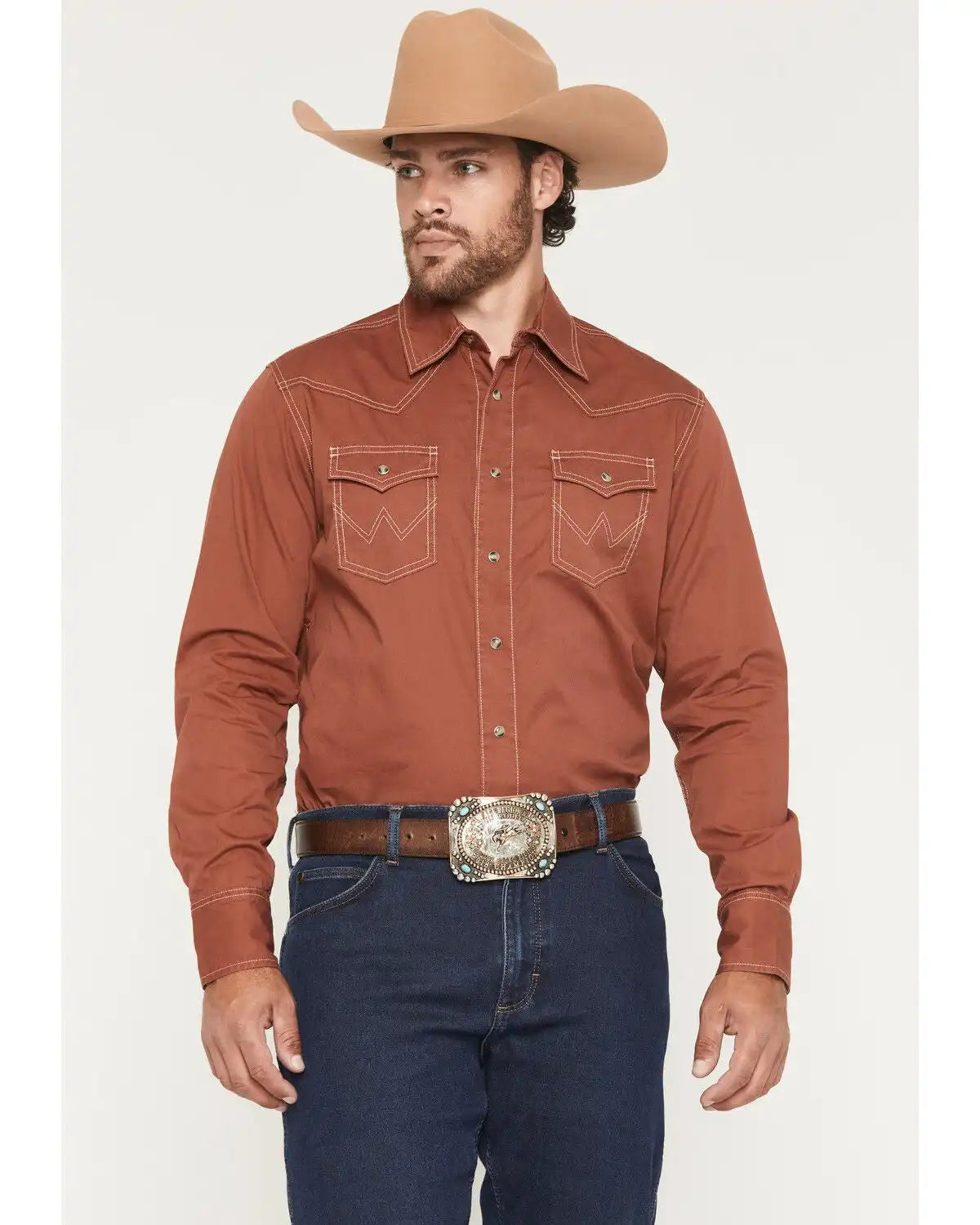 Wrangler Retro Men's Solid Long Sleeve Snap Western Shirt