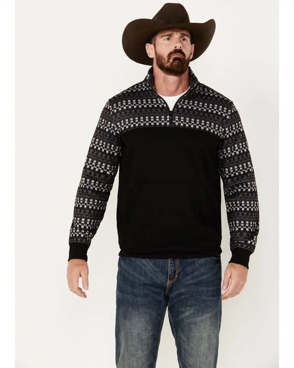 RANK 45® Men's Grove Striped Print 1/4 Zip Pullover