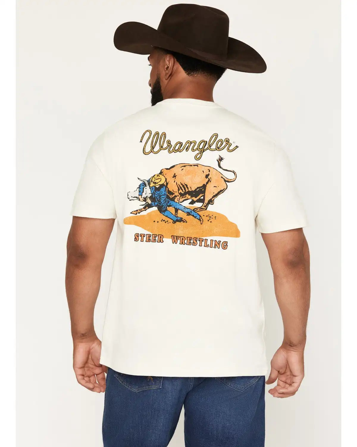 Wrangler Men's Steer Wrestling Short Sleeve Graphic T-Shirt