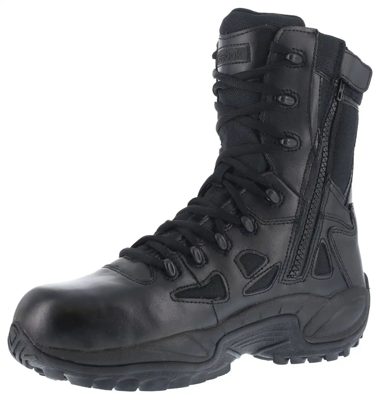Reebok Men's Stealth 8" Lace-Up Black Side-Zip Work Boots - Soft Toe